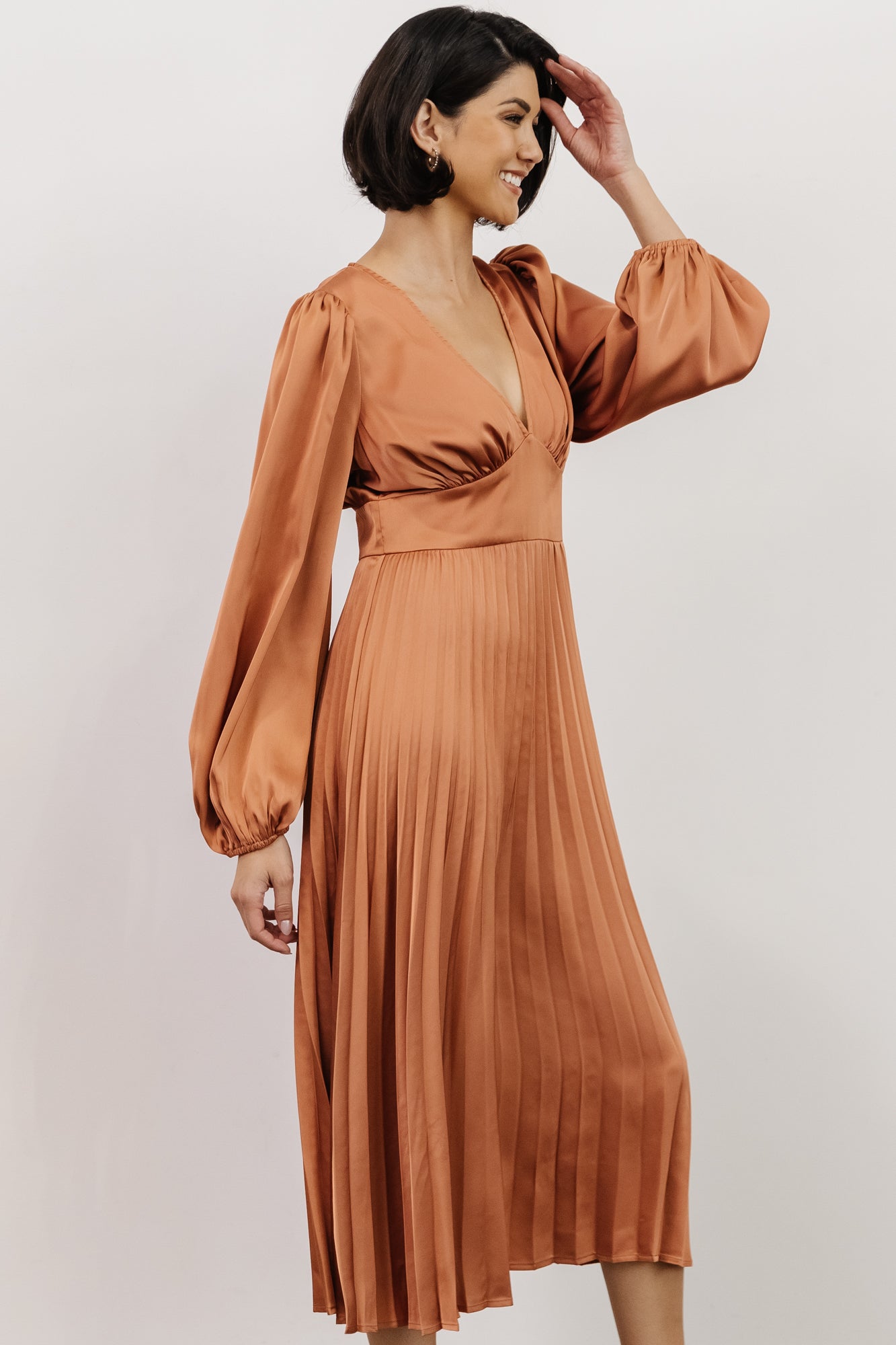 Louie Pleated Midi Dress | Salmon - Baltic Born