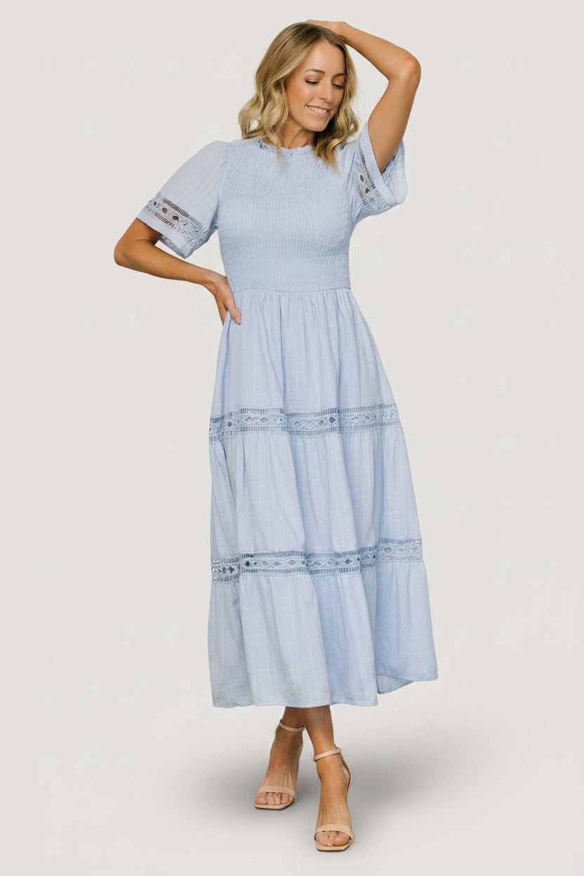 Loveland Geo Lace Maxi Dress | Light Blue Loveland Geo Lace Maxi Dress | Light Blue
