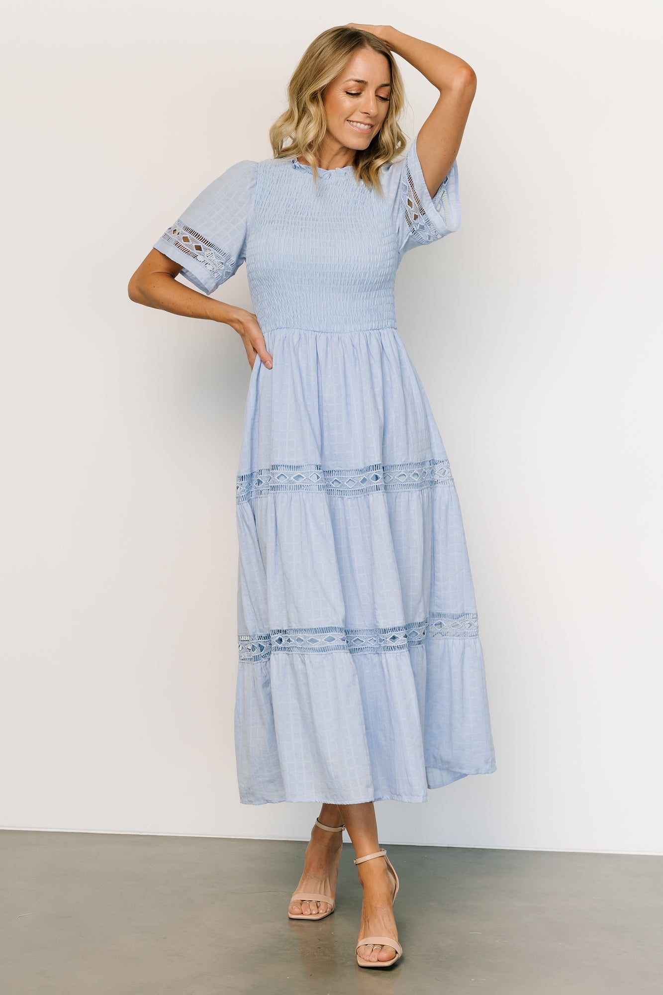 Loveland Geo Lace Maxi Dress | Light Blue - Baltic Born