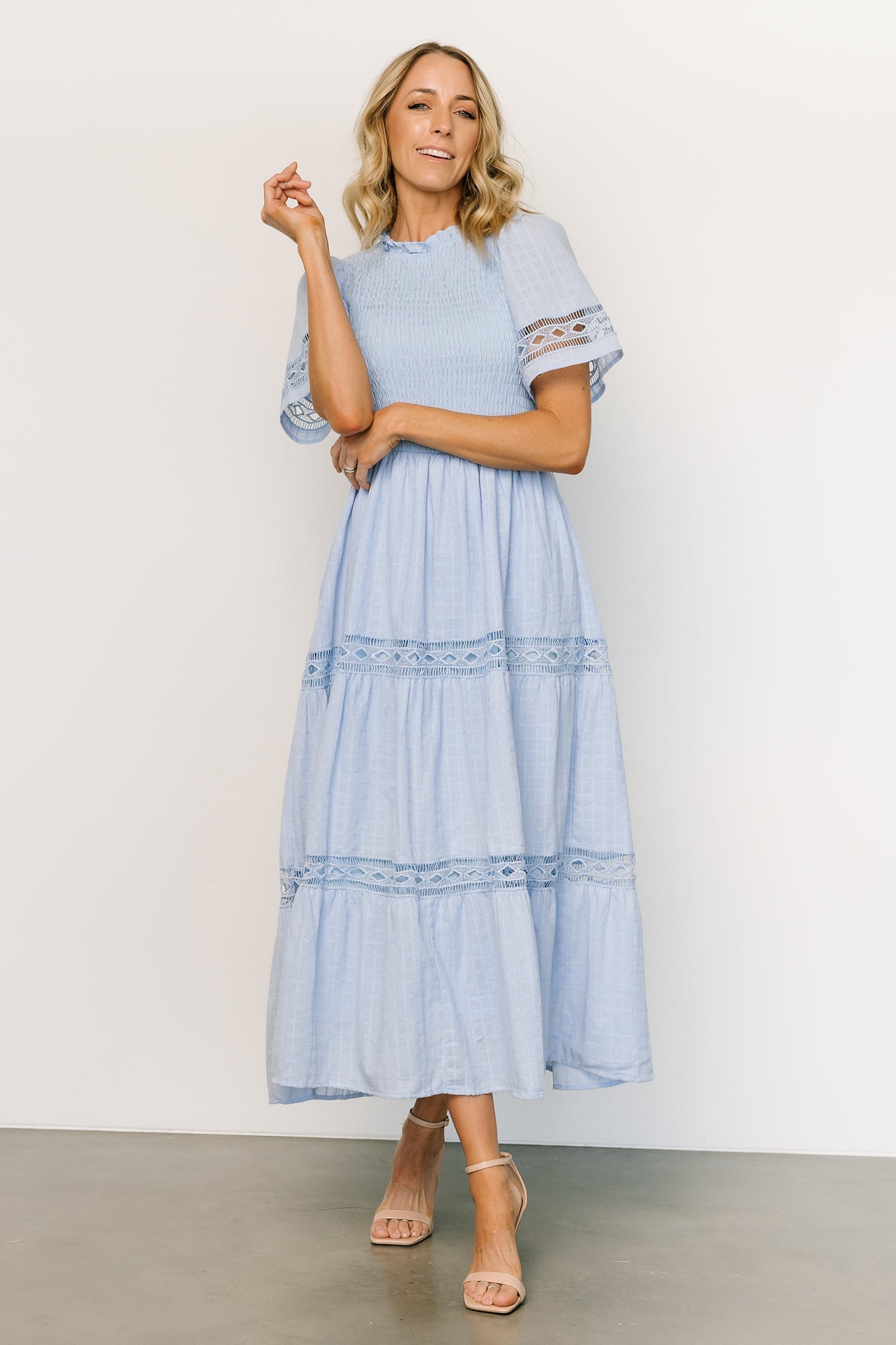 Loveland Geo Lace Maxi Dress | Light Blue - Baltic Born