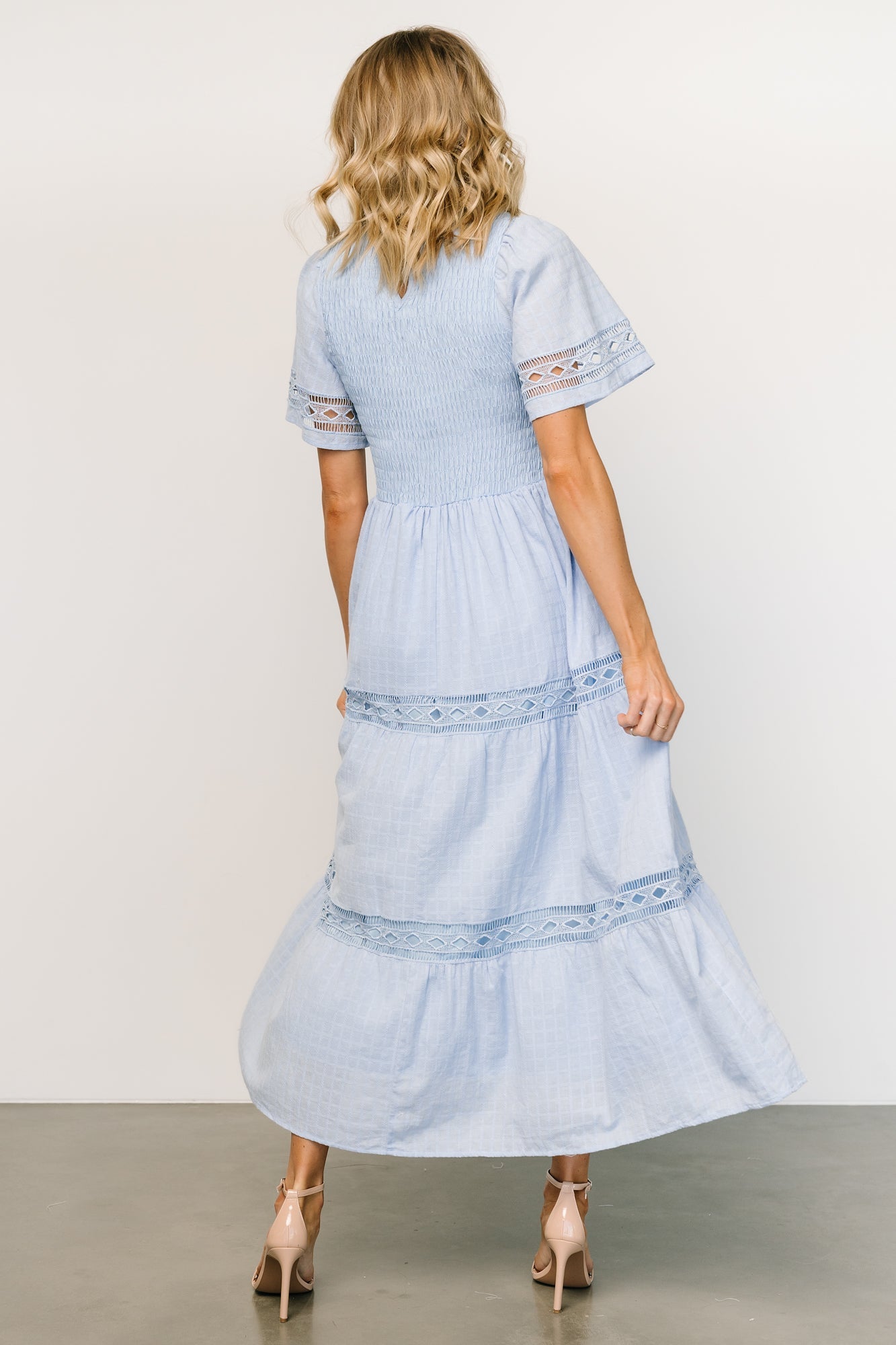 Loveland Geo Lace Maxi Dress | Light Blue - Baltic Born