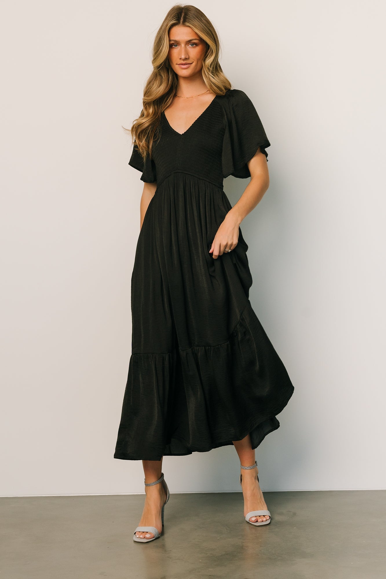 Lovell Smocked Midi Dress | Black - Baltic Born