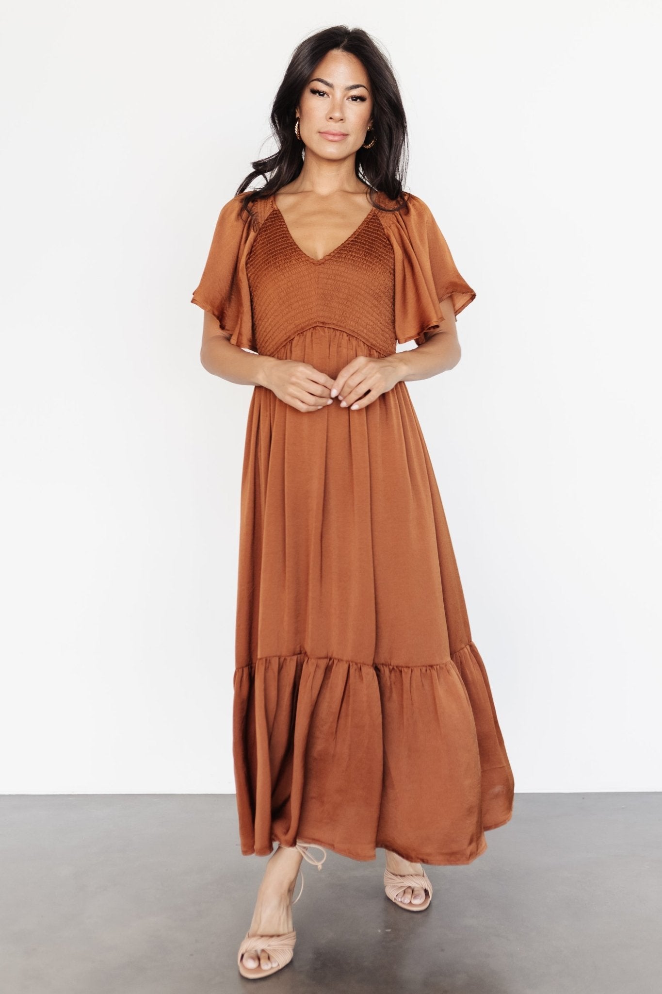 Lovell Smocked Midi Dress | Dark Copper - Baltic Born