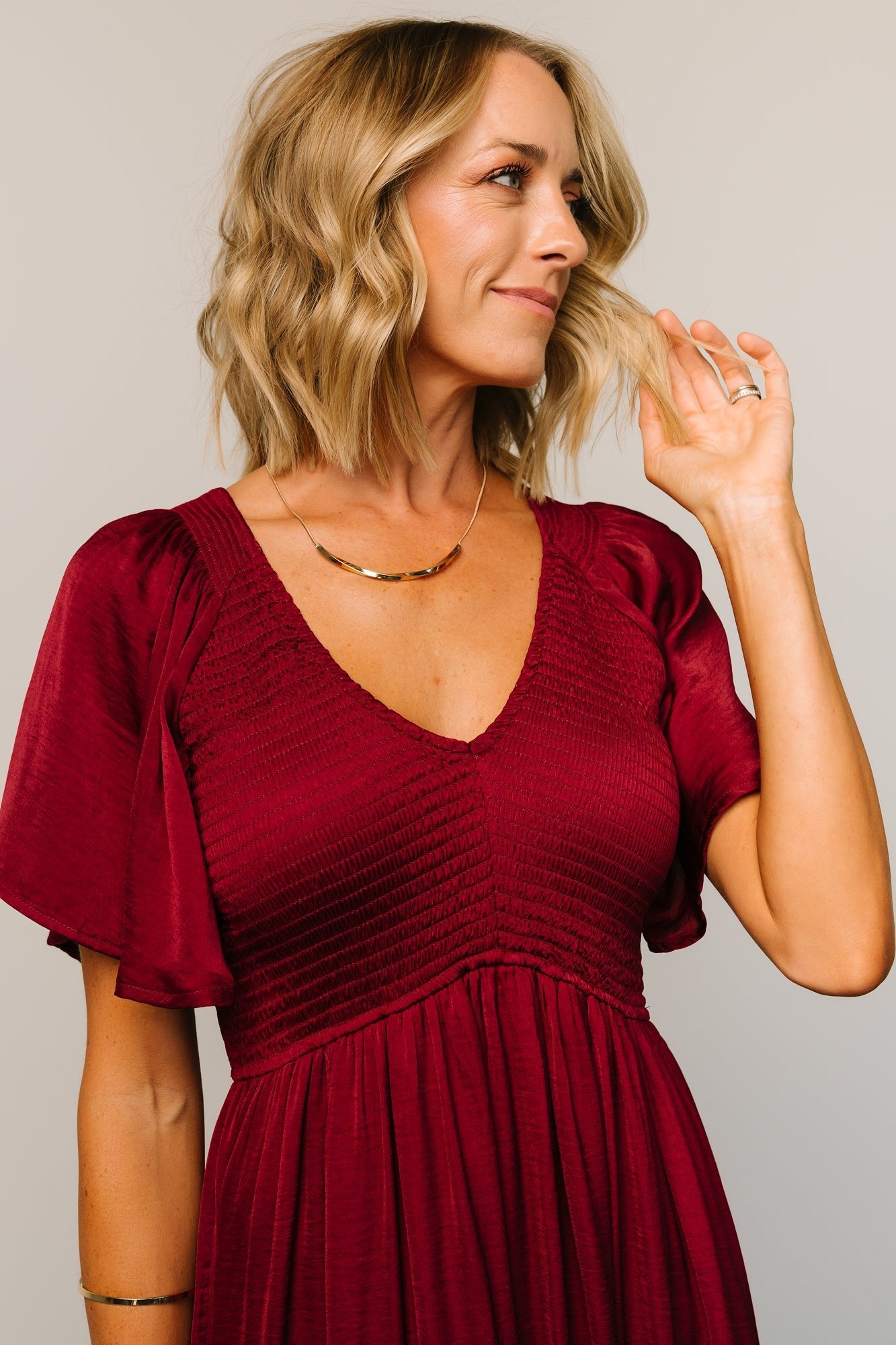 Lovell Smocked Midi Dress | Wine - Baltic Born