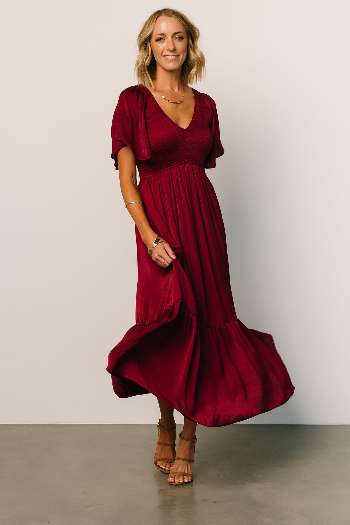 Lovell Smocked Midi Dress | Wine - Baltic Born