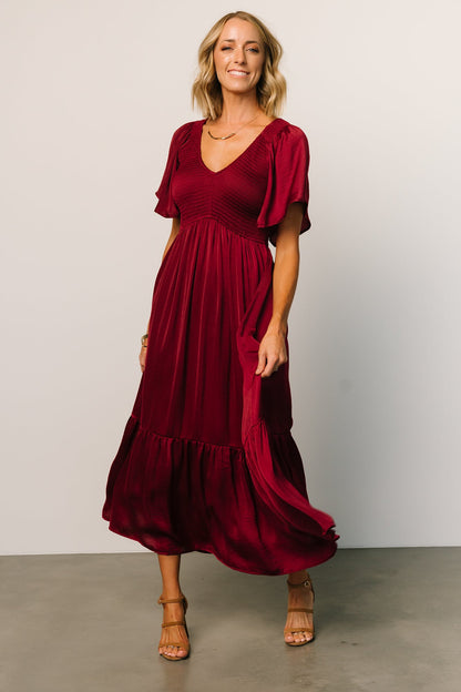 Lovell Smocked Midi Dress | Wine - Baltic Born