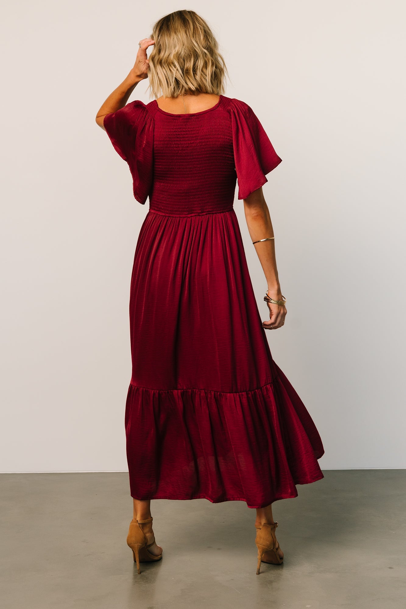 Lovell Smocked Midi Dress | Wine - Baltic Born