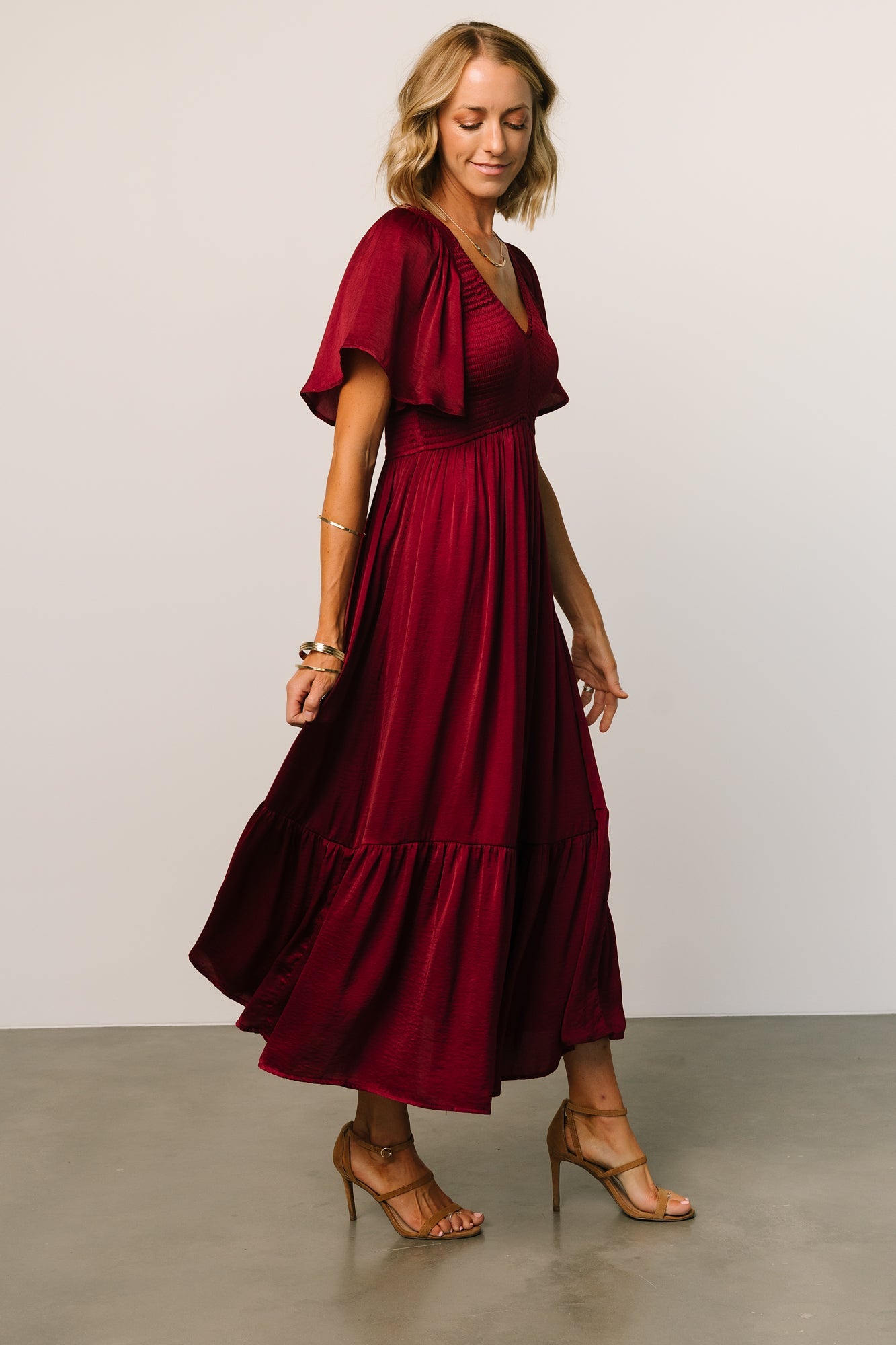 Lovell Smocked Midi Dress | Wine - Baltic Born