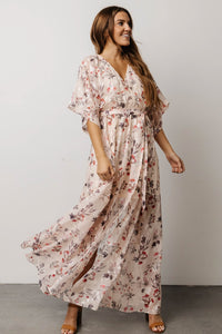 Luca Jacquard Kimono Maxi Dress | Cherry Blossom Floral | Baltic Born