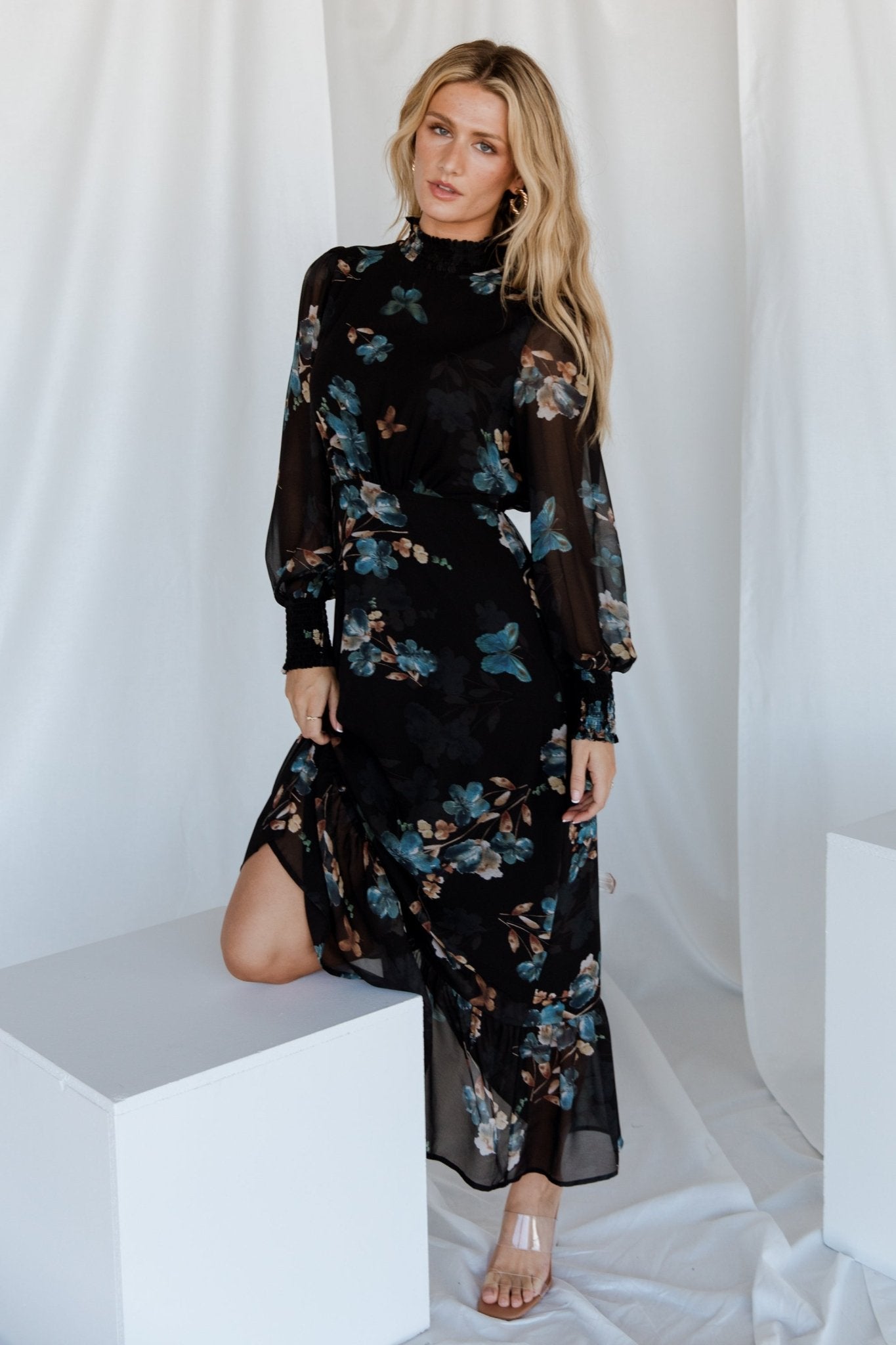 Luciana Maxi Dress | Black + Blue - Baltic Born