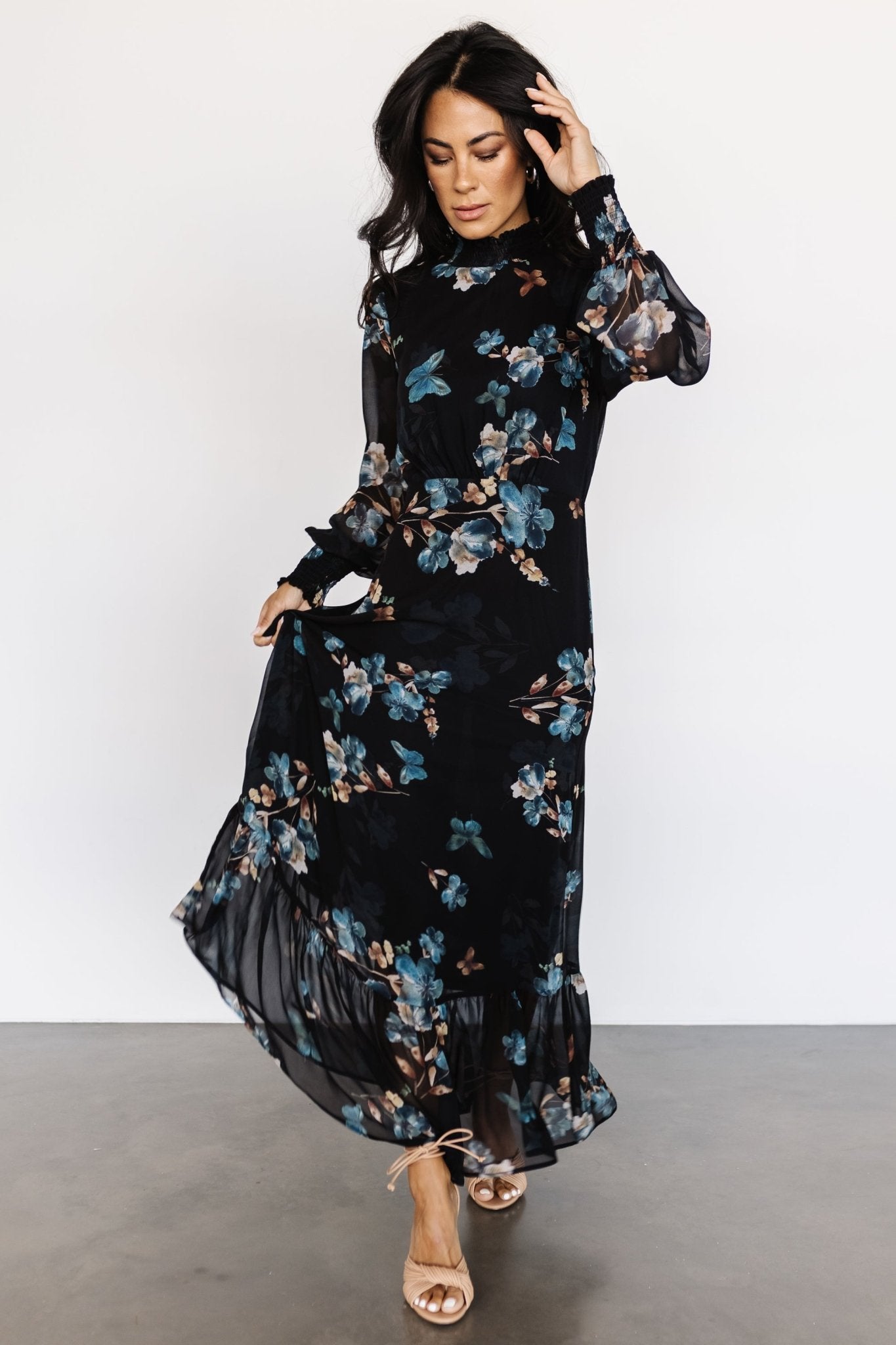 Luciana Maxi Dress | Black + Blue - Baltic Born