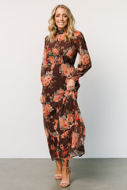 Luciana Maxi Dress | Brown Floral - Baltic Born