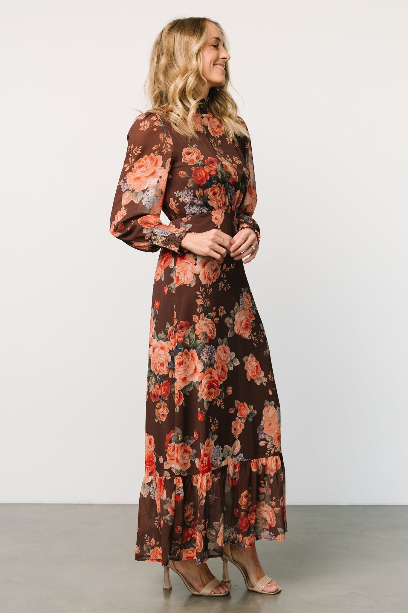 Luciana Maxi Dress | Brown Floral - Baltic Born