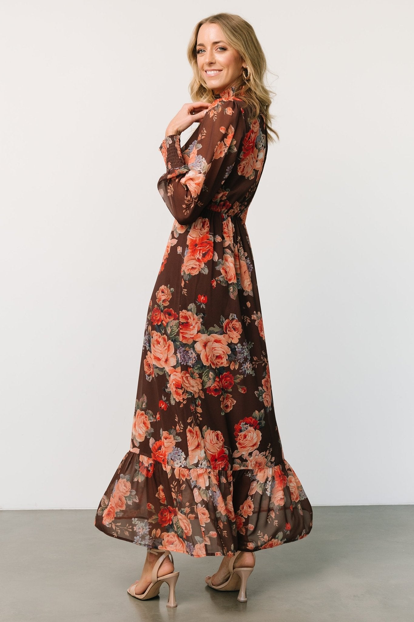 Luciana Maxi Dress | Brown Floral - Baltic Born