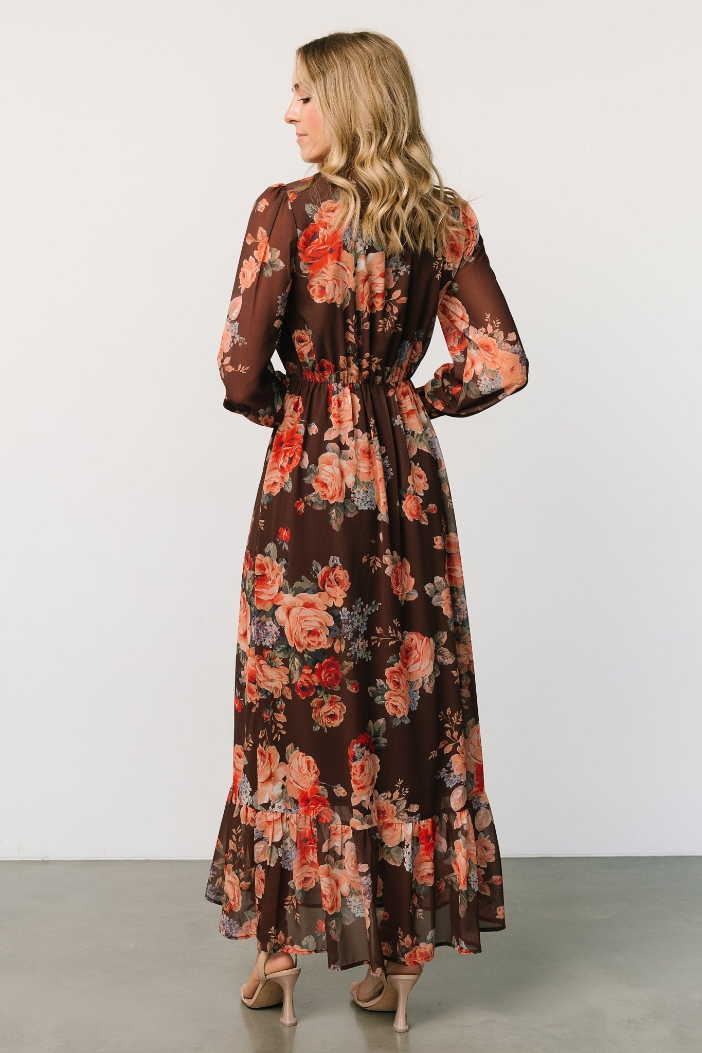 Luciana Maxi Dress | Brown Floral - Baltic Born