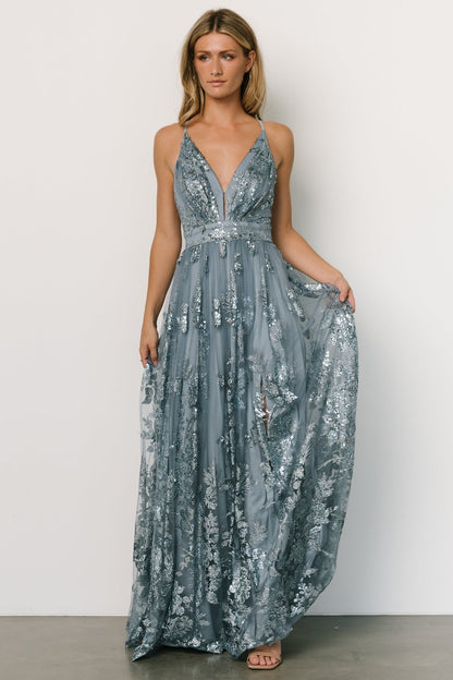 Lucienne Shimmer Maxi Gown | Blue - Baltic Born