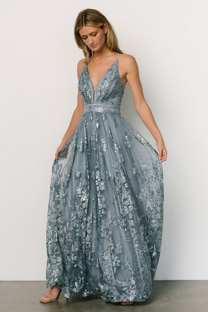 Lucienne Shimmer Maxi Gown | Blue - Baltic Born