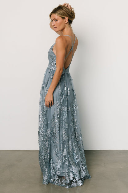 Lucienne Shimmer Maxi Gown | Blue - Baltic Born