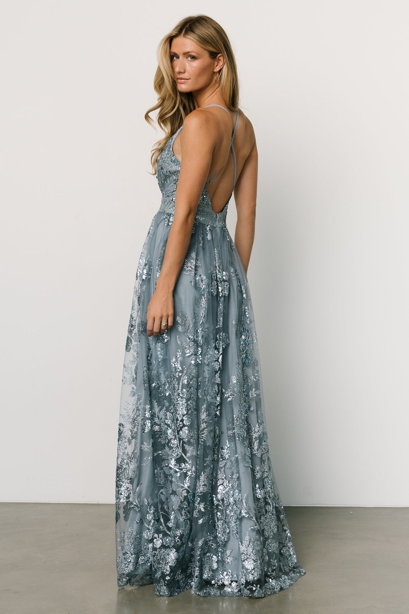 Lucienne Shimmer Maxi Gown | Blue - Baltic Born