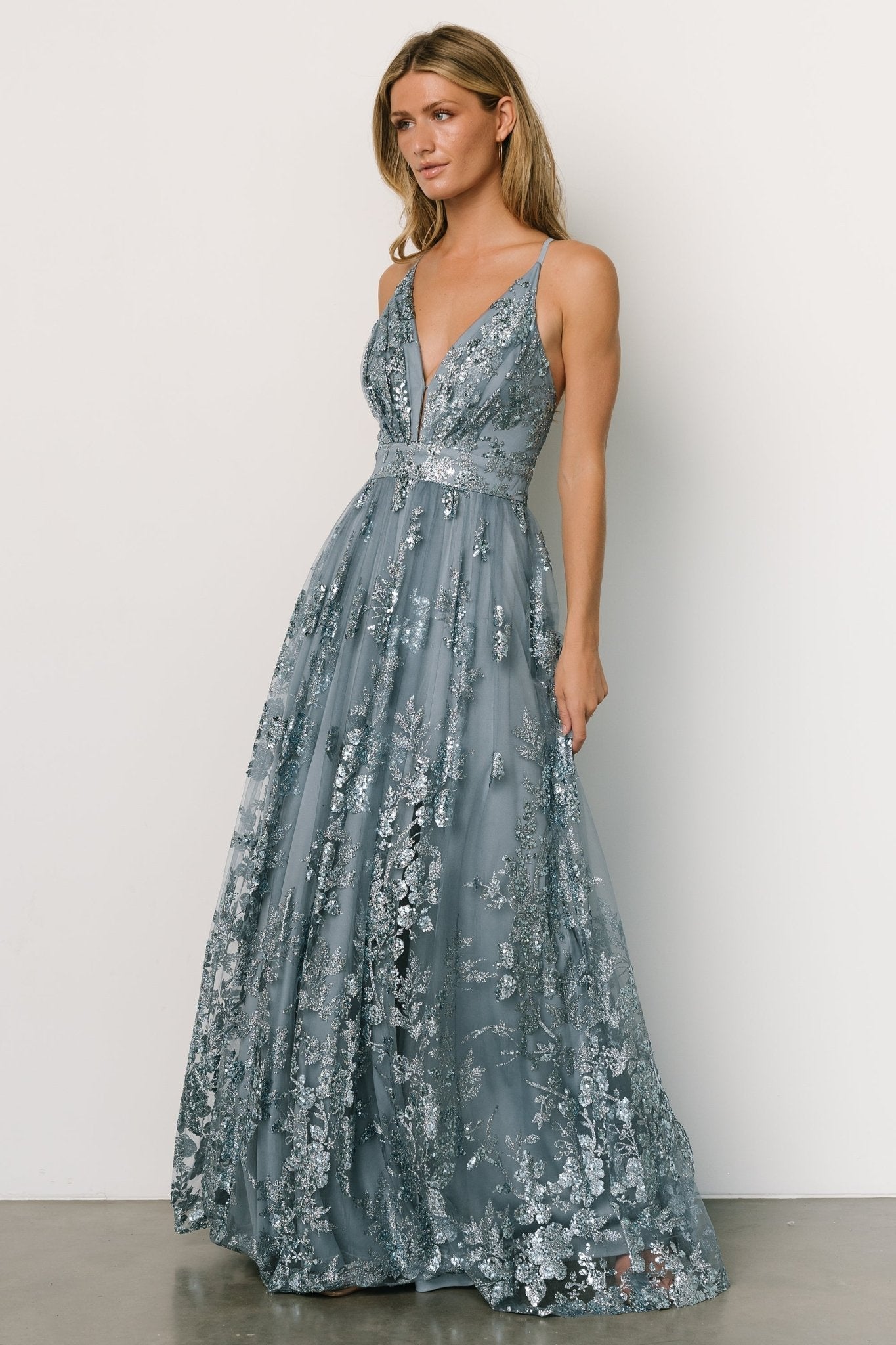 Lucienne Shimmer Maxi Gown | Blue - Baltic Born