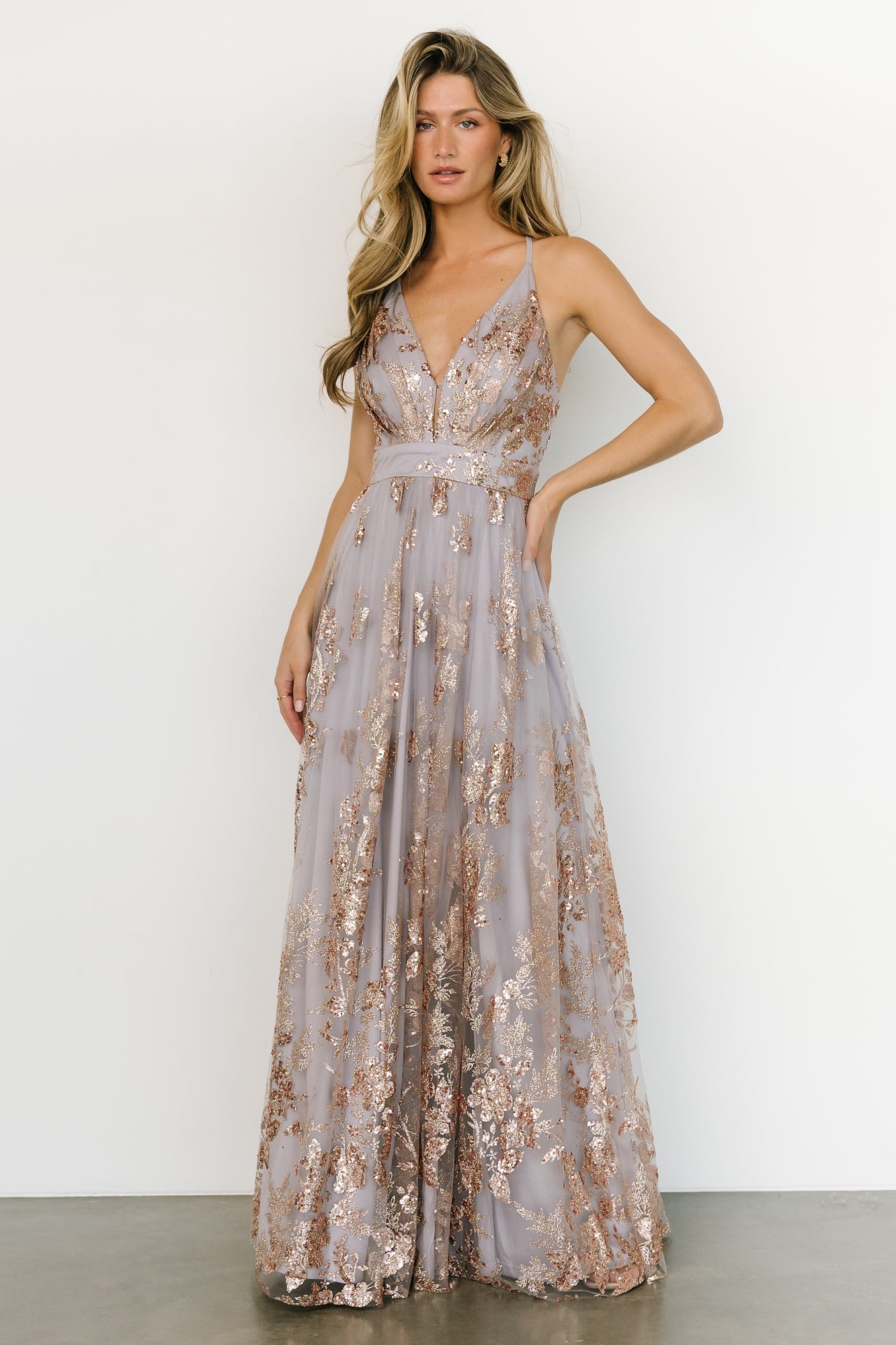 Lucienne Shimmer Maxi Gown | Dusty Lilac + Rose - Baltic Born