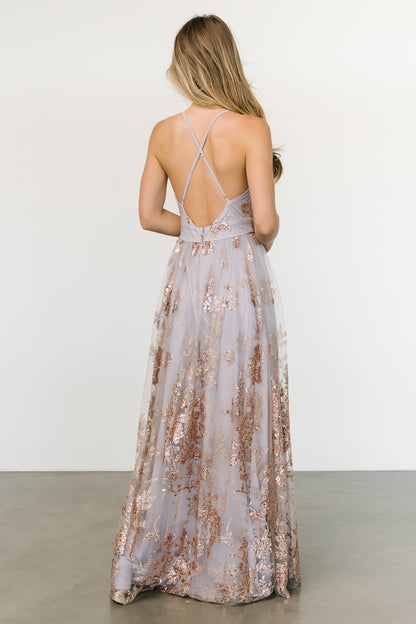 Lucienne Shimmer Maxi Gown | Dusty Lilac + Rose - Baltic Born