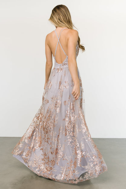 Lucienne Shimmer Maxi Gown | Dusty Lilac + Rose - Baltic Born