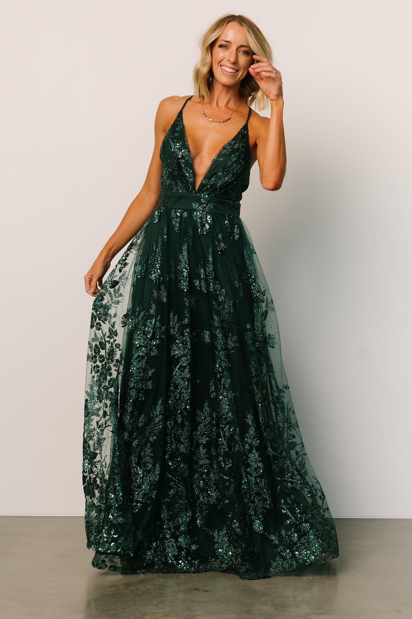 Lucienne Shimmer Maxi Gown | Emerald - Baltic Born