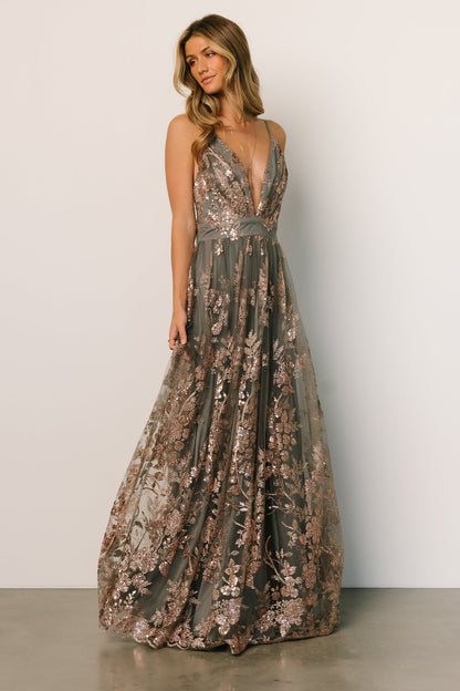 Lucienne Shimmer Maxi Gown | Eucalyptus + Rose - Baltic Born