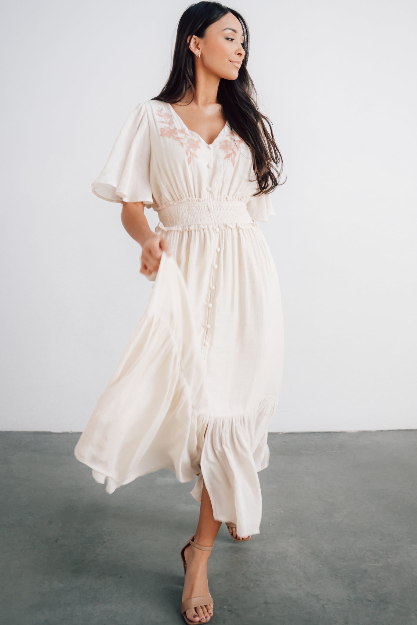 Luz Embroidered Maxi Dress | Natural - Baltic Born