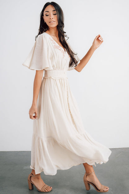 Luz Embroidered Maxi Dress | Natural - Baltic Born