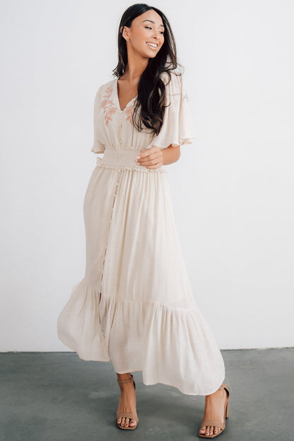 Luz Embroidered Maxi Dress | Natural - Baltic Born