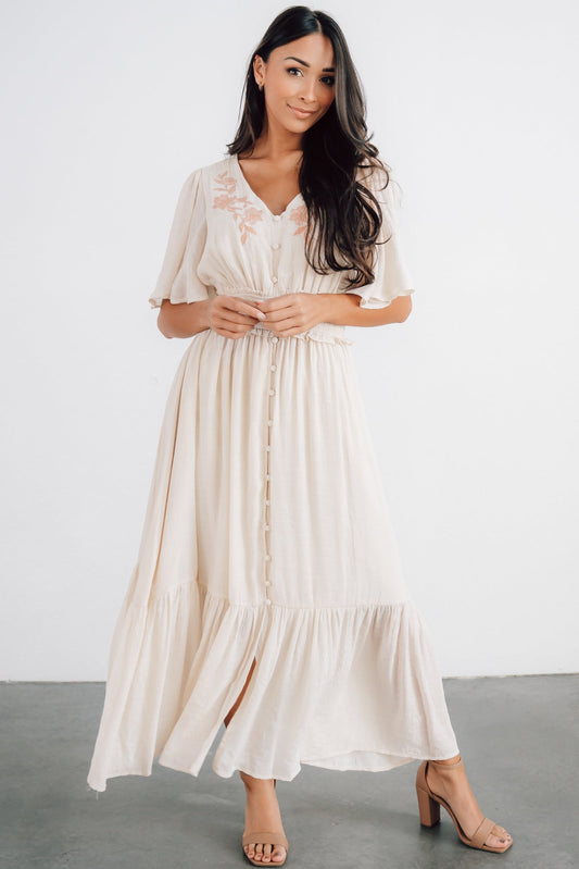 Luz Embroidered Maxi Dress | Natural - Baltic Born