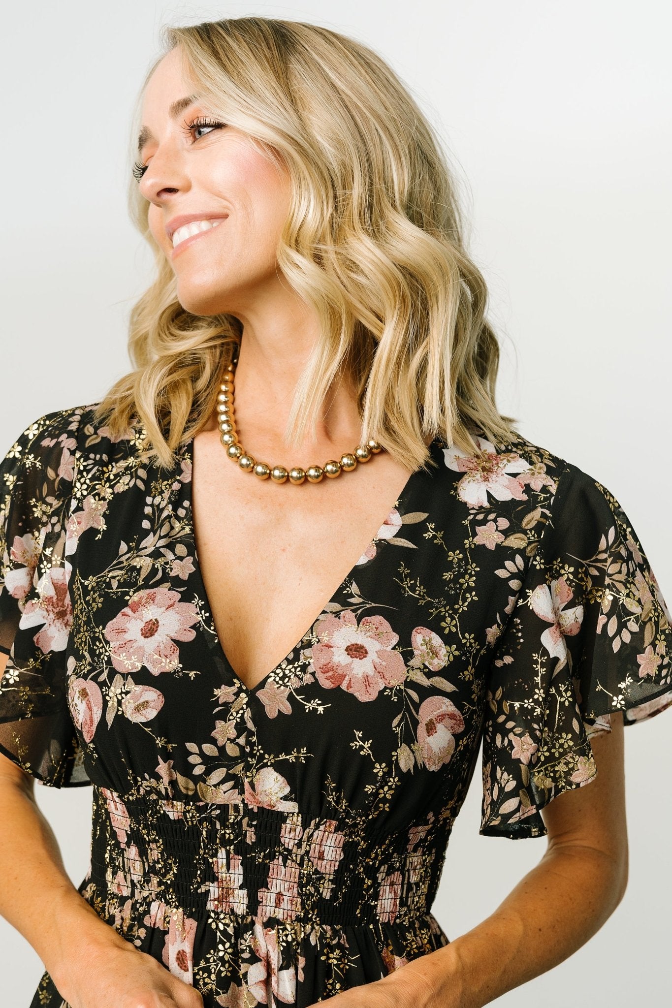 Lynlee Metallic Maxi Dress | Navy