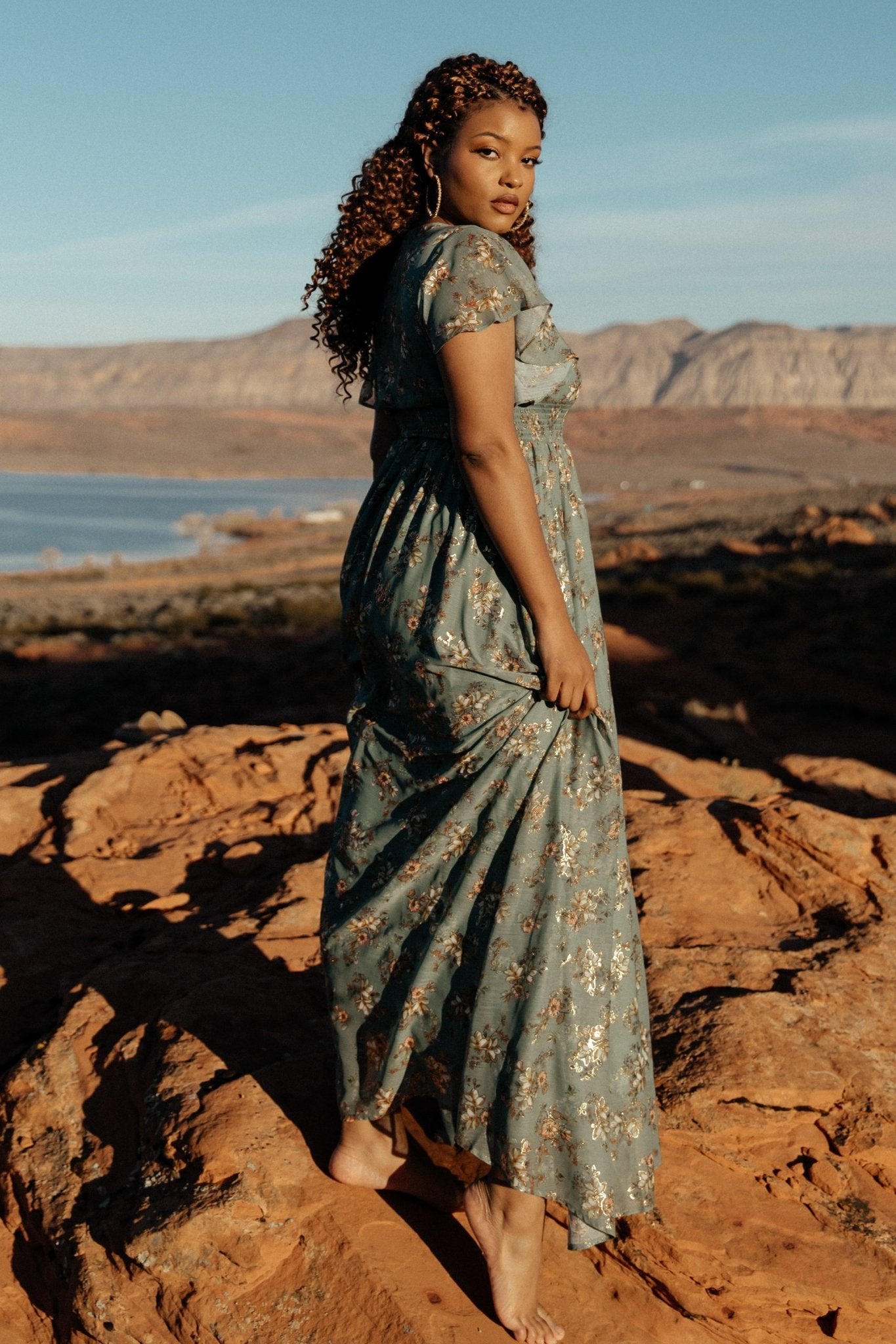 Lynlee Metallic Maxi Dress | Eucalyptus - Baltic Born