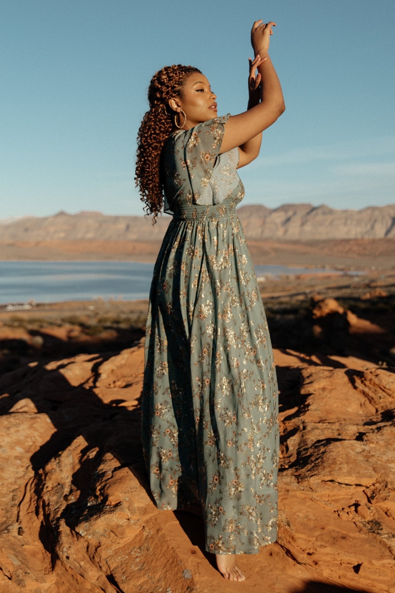 Lynlee Metallic Maxi Dress | Eucalyptus - Baltic Born