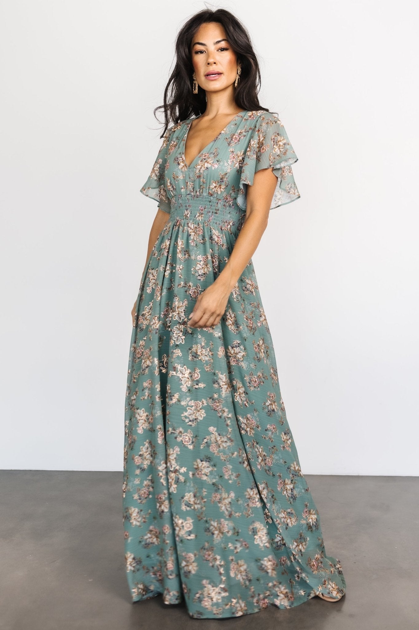 Lynlee Metallic Maxi Dress | Eucalyptus | Baltic Born