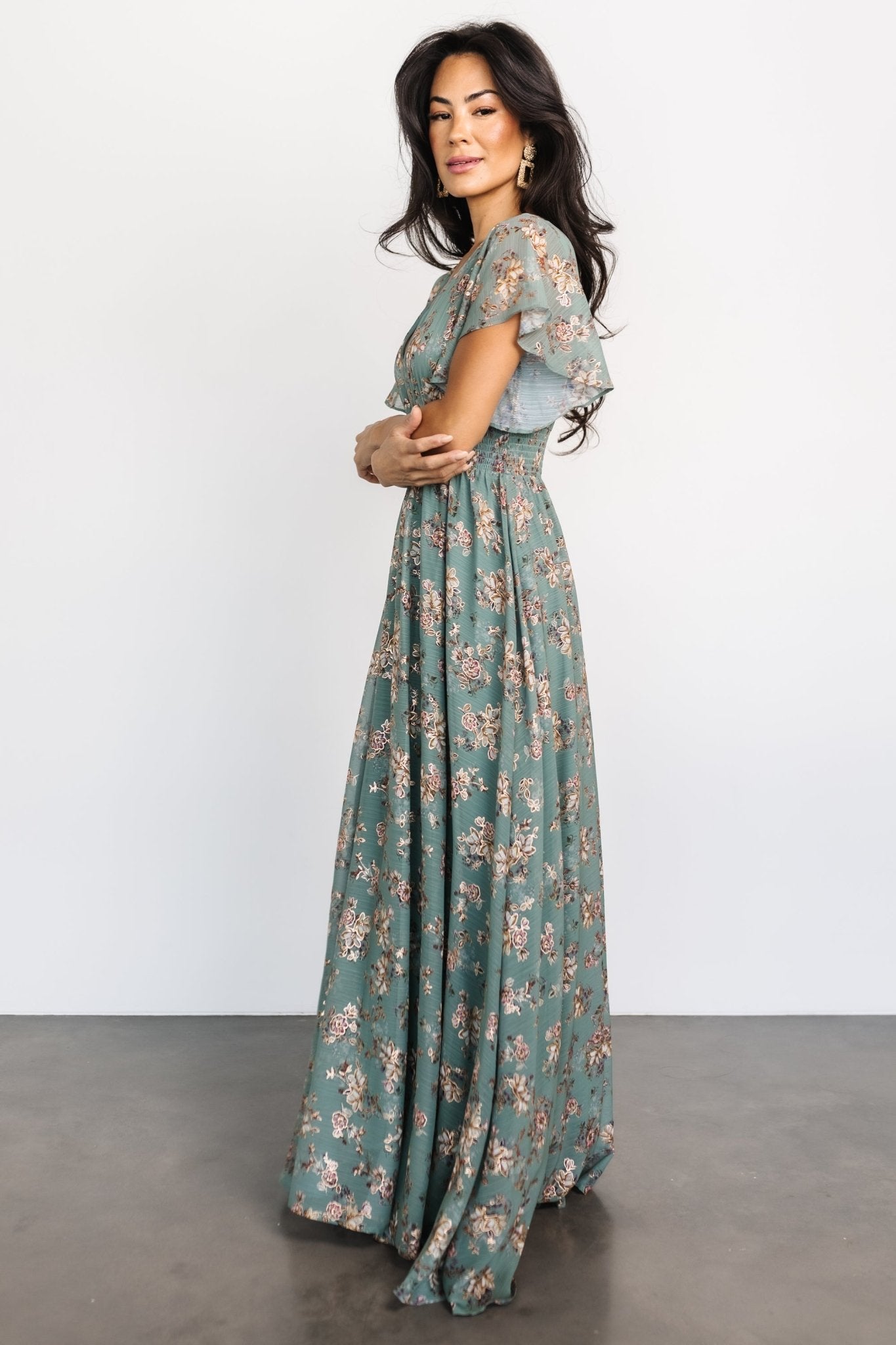 Lynlee Metallic Maxi Dress | Eucalyptus - Baltic Born