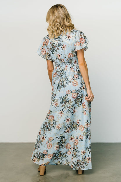 Lynlee Metallic Maxi Dress | Light Blue - Baltic Born