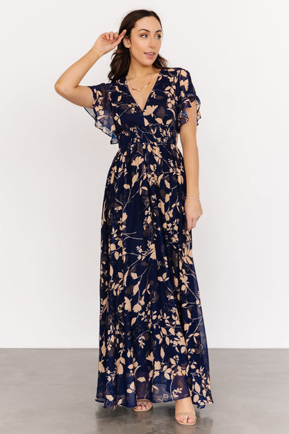 Lynlee Metallic Maxi Dress | Navy - Baltic Born