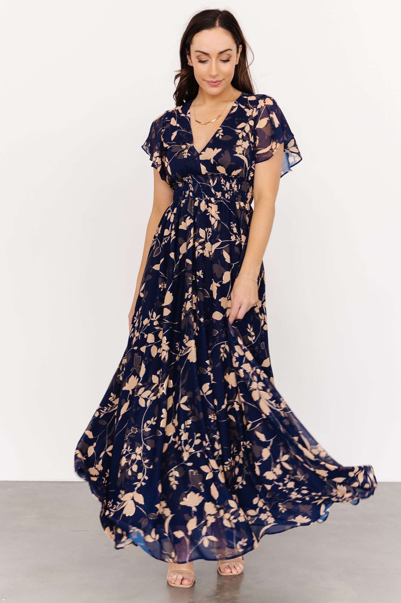 Lynlee Metallic Maxi Dress | Navy - Baltic Born