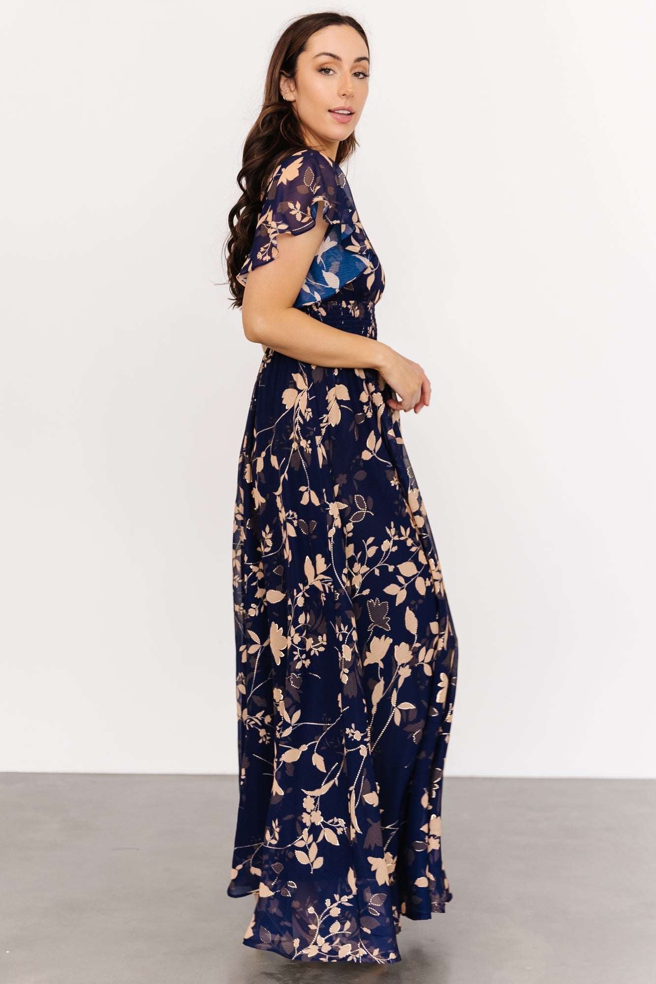 Lynlee Metallic Maxi Dress | Navy - Baltic Born