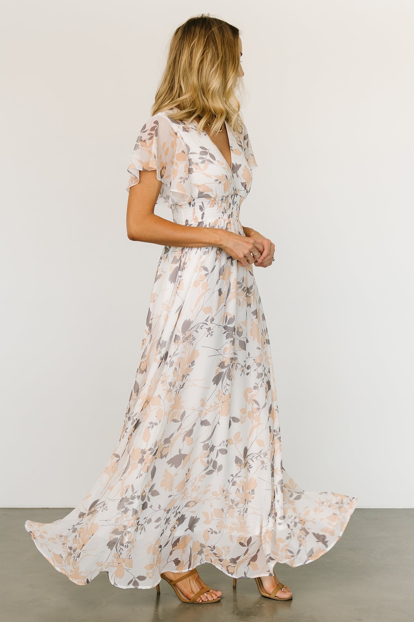 Lynlee Metallic Maxi Dress | Off White Print - Baltic Born