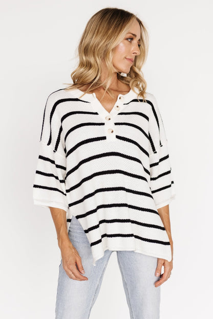 Maddock Stripe Knit Top | Off White + Black - Baltic Born