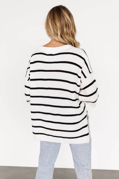 Maddock Stripe Knit Top | Off White + Black - Baltic Born