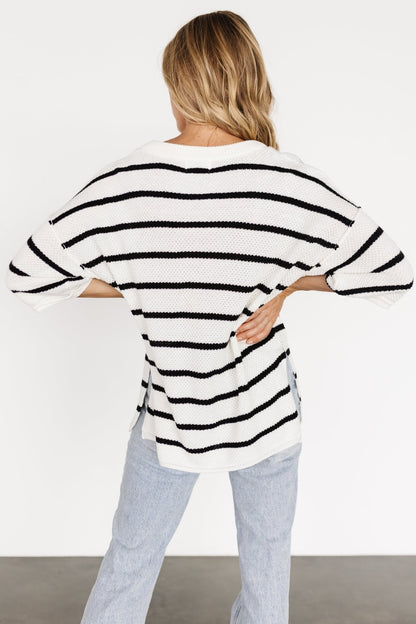 Maddock Stripe Knit Top | Off White + Black - Baltic Born