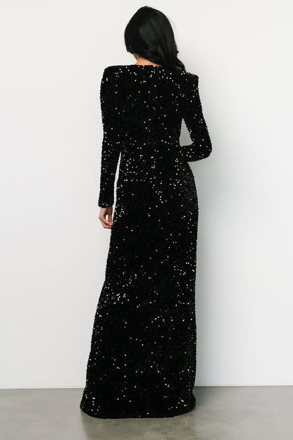 Madonna Sequin Maxi Dress | Black - Baltic Born