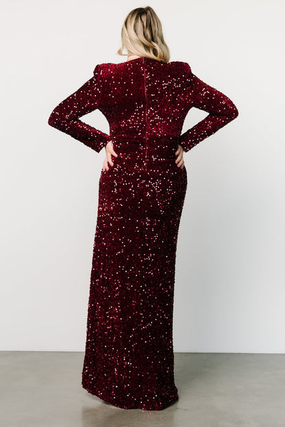 Madonna Sequin Maxi Dress | Burgundy - Baltic Born