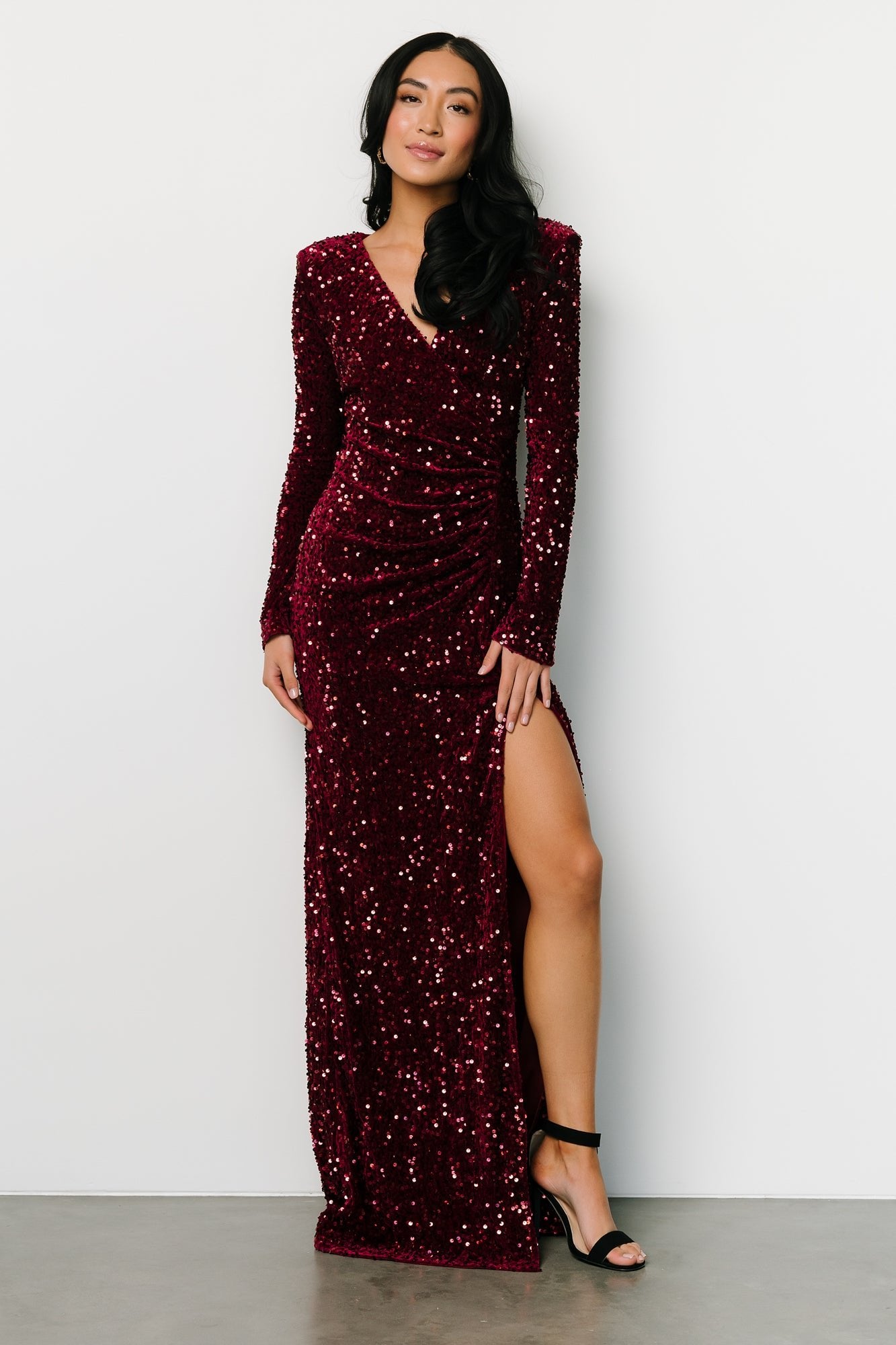 Madonna Sequin Maxi Dress | Burgundy - Baltic Born