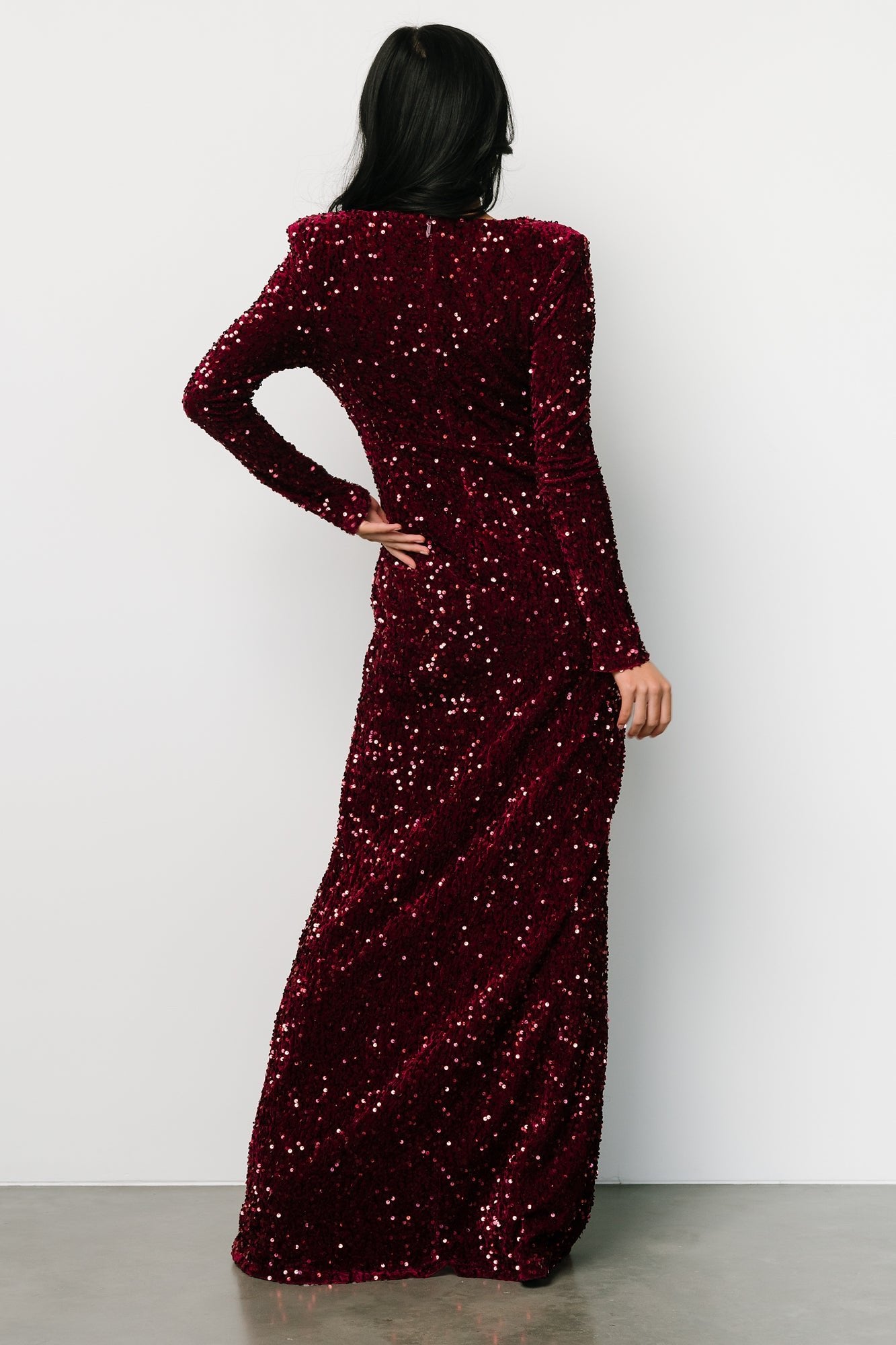 Madonna Sequin Maxi Dress | Burgundy - Baltic Born